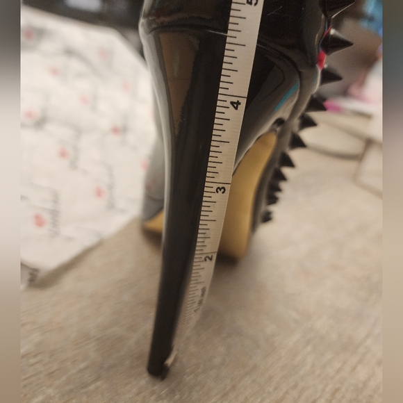 Showstopper Patent Leather Spike Peeptoe Heels - Picture 9 of 10